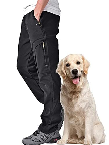 Image of Jessie Kidden Waterproof Hiking Trousers Mens, Outdoor Snow Ski Fishing Walking Fleece Lined Insulated Soft Shell Winter Pants #MH4409-Black-29