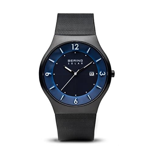 Image of BERING Men Analog Solar Collection Watch with stainless steel Strap and Sapphire Crystal 14440-227, Black/Blue, 40 mm