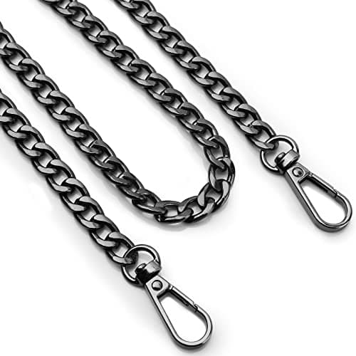 Image of Metal Bag Chain Black, 120CM Purse Chain Straps, Handbags Replacement Chain Strap with Buckles, Metal Strap for Women DIY Purse Bag Shoulder Crossbody Handbags Shoulder Bag Crafts Making