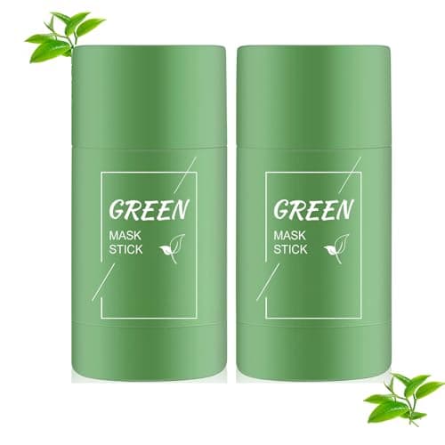 Image of 2 x Green Tea Purifying Clay Stick Mask Oil Control Face Mask Green Mask Stick Deep Cleansing Anti-Acne Solid Mask Blackhead Remover Suitable for Women and Men of All Skin Types