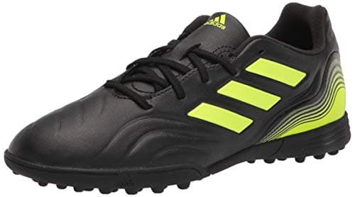 Image of adidas Boy's Copa Sense.3 Turf Soccer Shoe, Black/White/Solar Yellow, 10.5 Little Kid