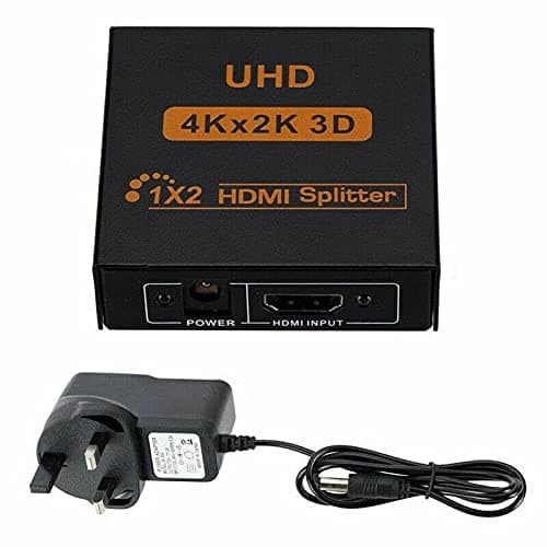 Image of Multibao 2 Way HDMI Splitter, Aluminum Powered HDMI Switch Ver 1.4 HDCP Bypass, Supports 4K@30Hz 1080P 3D for PS3 PS4 Xbox HDTV with UK Power Plug
