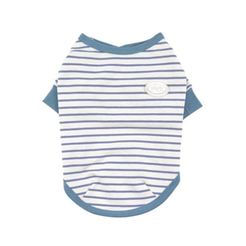 Image of Striped Dog Shirt - Soft Cotton Pet Clothes for Small, Medium, Large Dogs & Cats – Breathable, Stretchy Puppy Outfit – Embroidered Logo T-Shirt for Boys & Girls (Pink, White) (WHITE, XL)