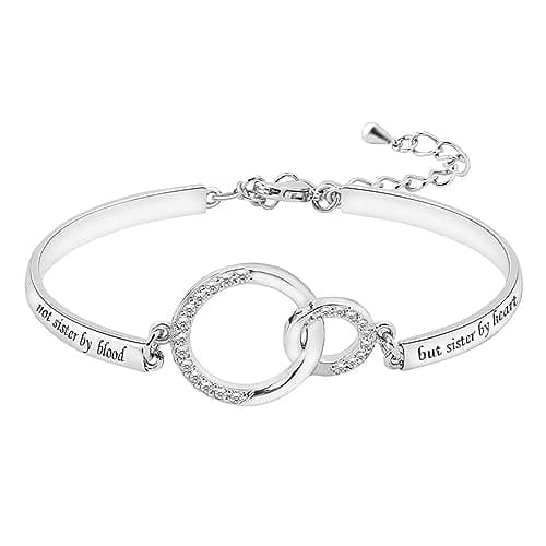 Image of LSxAB Not Sister By Blood But Sister By Heart Cuff Bangle Silver Tone Bracelet for Best Friend BFF Friendship Bracelets