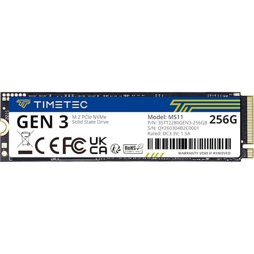 Image of Timetec 256GB SSD NVMe PCIe Gen3x4 8Gb/s M.2 2280 3D NAND High Performance SLC Cache Read/Write Speed Up to 2,000/1,600 MB/s Internal Solid State Drive for PC Laptop and Desktop