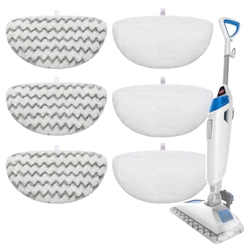 Image of S2U 6 Pack Steam Mop Pads for Bissell Steam Mop, Washable Steam Mop Replacement Pads for Bissell Powerfresh Steam Mop, Cost Effective for Daily Weekly Household/After Pets Tile Floor Cleaning Mopping