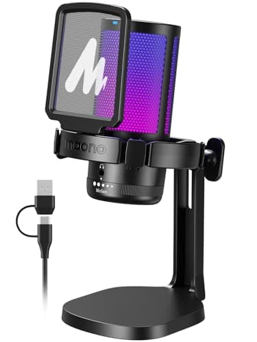 Image of MAONO USB Microphone for PC, RGB Gaming Mic with Mute Button, Noise Cancellation Condenser Microphone with Gain knob for Streaming, Podcast, Recording, Chat, Compatible with PS5/PS4/Mac, DGM20