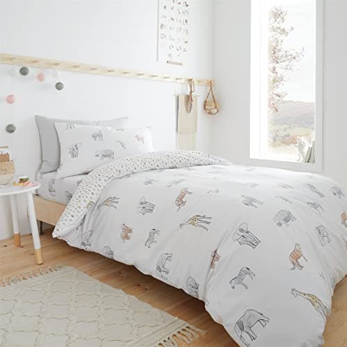 Image of Bianca Zoo Animals Double Cotton Duvet Cover Set with Pillowcases White
