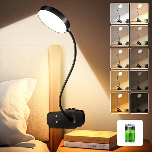 Image of One Fire Desk Lamp, 1800mAh Wireless Lamp 60h of Use, 5 Brightness/5 Colors/Memory Desk Light USB Lamp,Flexible Table Lamp, 400LM+36 LED Clear&Bright for Reading,Office,Study,Craft,Makeup (Black)