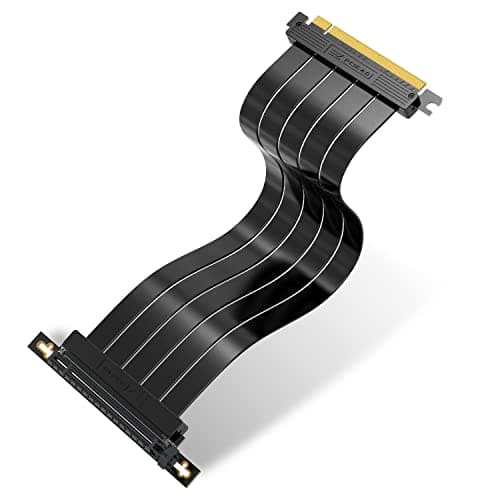 Image of EZDIY-FAB PCIE Gen 4 16x Extreme Flexible, High Speed Riser Cable PCI Express 4.0 Port GPU Extension Card-Right Angle Connector [11.8in/30cm]