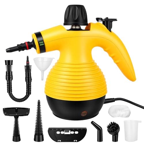 Image of Handheld Steam Cleaner, 1050W Powerful Portable Steamer with 9-Piece Accessory Kit, 350ml Tank, Chemical-Free Multi-Surface Cleaning for Home, Upholstery, Car, Sofa, Windows & Floor