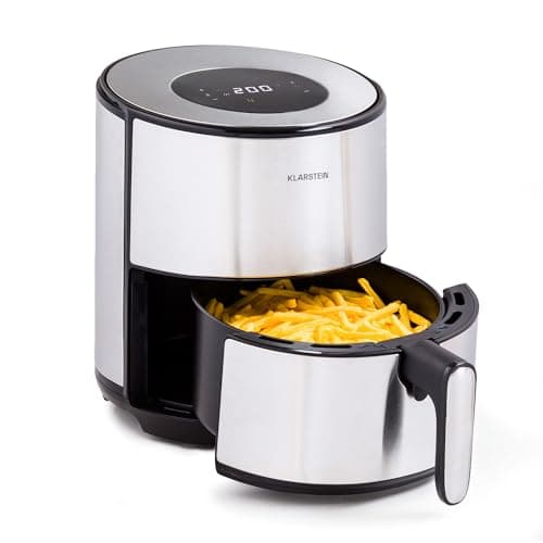 Image of Klarstein Compact Air Fryer, Fast Heating 1500W Hot Air Fryers for Kitchens, 4.3L Digital Air Fryer with Touch Screen Control Panel, Timer, Adjustable Temperature, 8 Cooking Programs to Airfry