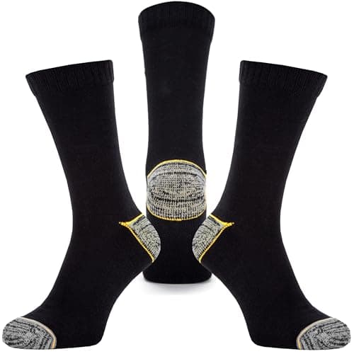 Image of Kensington Mens Black Cotton Crew Socks – 90% Cotton, Ultra Soft & Breathable – Light Cushion, Moisture-Wicking Work & Dress Socks – 3 Pack