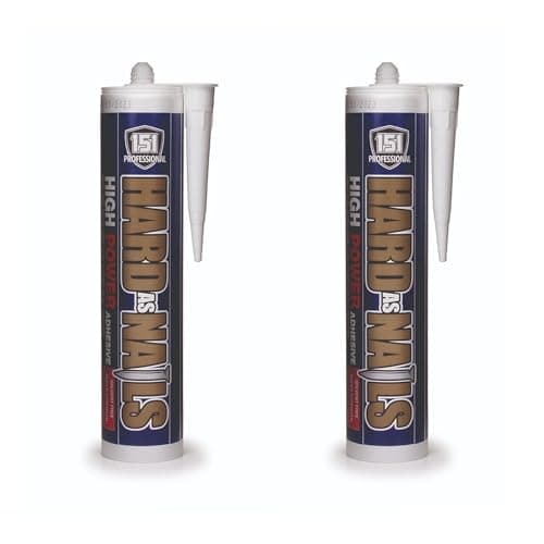 Image of Hard As Nails High Power Adhesive, Strong Solvent Free Grab Adhesive, Multi Surface Bonding for Wood, Metal, Brick, Plastic & Ceramic, Paintable White, (310ml, Pack of 2)
