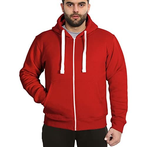 Image of A2Z Mens Fleece Zipper Hooded Sweatshirt - Zipper Red 4XL