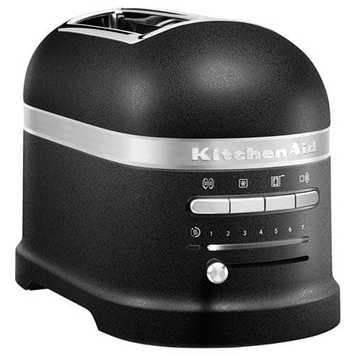 Image of KitchenAid Artisan 2-Slice Toaster 5KMT2204BBK, Automatic Sensor, Keep Warm Function, Extra Wide Slots, 7 Shade Settings, Sandwich Rack Included, Die-Cast Metal Construction, Cast Iron Black