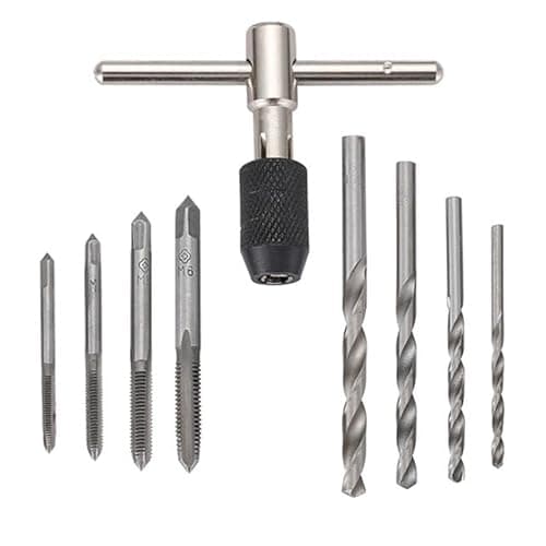 Image of NestNook T-Handle Ratchet Tap Adjustable Tap Threading Wrench Drill Bit Set M3 M4 M5 M6 Metric Metal Hand Thread Taps for Tap and Die Sets