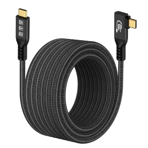 Image of CHENLENIC 16.5FT 20Gbps USB C 3.2 Gen 2 Cable, 5M 90Degree Type C 4K@60Hz UHD Video 5A/240W PD3.0 Fast Charge Cord w/E-Marker Compatible with Thunderbolt 3/4 MacBook Monitor