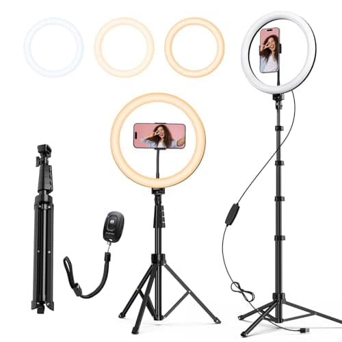 Image of ATUMTEK 12" Ring Light with Tripod Stand, 63" Extendable, 3 Light Modes & 10 Brightness Levels, LED Selfie Light with Remote Control for TikTok, YouTube, Live Streaming, Photography
