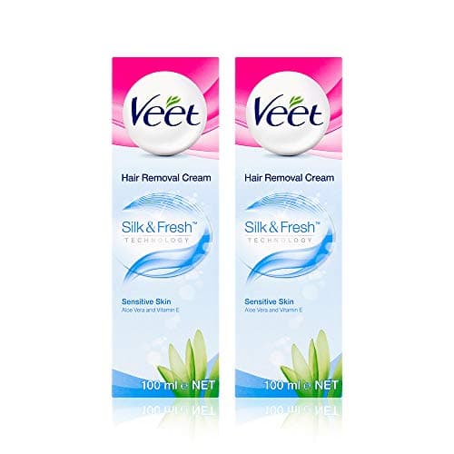 Image of Veet Hair Removal Cream, Legs & Body, Sensitive Skin, 100ml each (pack of 2, 200ml)