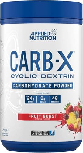 Image of Applied Nutrition Carb X Highly Branched Cyclic Dextrin Carbohydrates, Intra & Post Workout Carbs Powder, Fuel Training & Recovery, Vegan, Gluten Free, Sugar Free, 1.2kg 48 Servings (Fruit Burst)