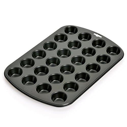 Image of Prochef Teflon Non-Stick Premium Coated 24 Mini Cup Muffin Tray, Length 38cm x Width 26cm, Black