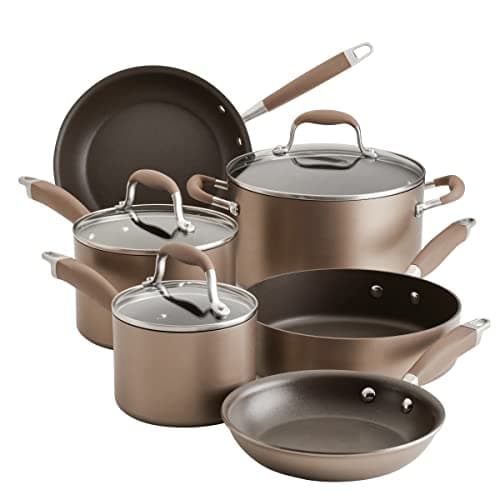 Image of Anolon Advanced Home Hard Anodized Nonstick Cookware/Pots and Pans Set, 9 Piece - Bronze