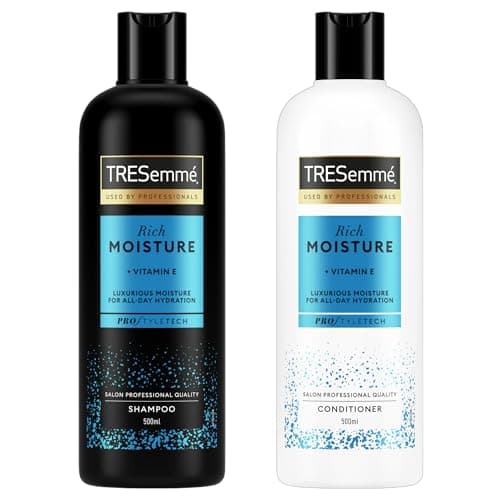 Image of TRESemmé Rich Moisture Shampoo and Conditioner Set, 500ml Each | Infused with Vitamin E | Deeply Hydrates & Nourishes Dry Hair | Salon Professional Quality