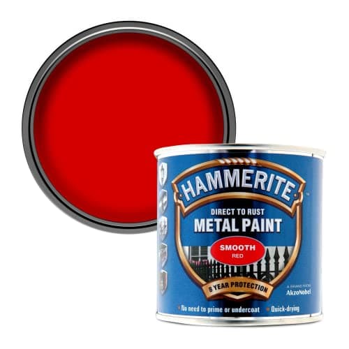 Image of Hammerite 5084869 Direct to Rust Metal Paint - Smooth Red Finish 250ML