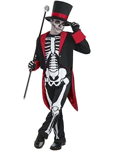 Image of Bristol Novelty CC942 Mr. Bone Jangles Costume, White, Medium, 122-134 cm, Approx Age 5-7 Years, Mr Bone Jangles (M) Halloween