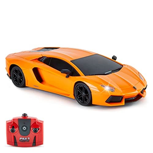 Image of CMJ RC Cars Lamborghini Aventador LP700-4 Officially Licensed Remote Control RC Car 1:24 Scale Working Lights 2.4Ghz (Orange)