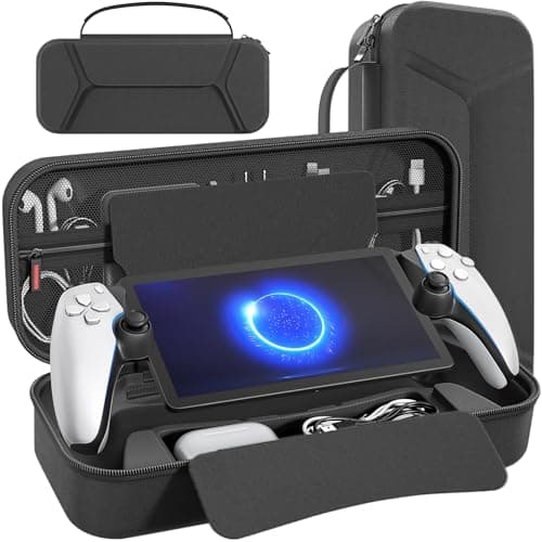 Image of daydayup Carrying Case Compatible with PlayStation Portal Remote Player, PlayStation Portal Case with Zip Pocket, Storage Protection for Charger Adapter, Gaming Handheld Bag for PS Portal (Black)