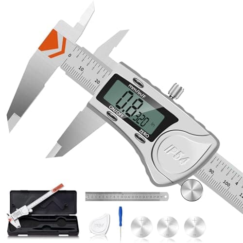 Image of HARDELL IP54 Digital Caliper 150mm/6 Inch, Stainless Steel Digital Vernier Calipers with Inch/MM/Fraction Conversion, Large LCD Measuring Tool for Engineering, Automotive, DIY & Woodworking