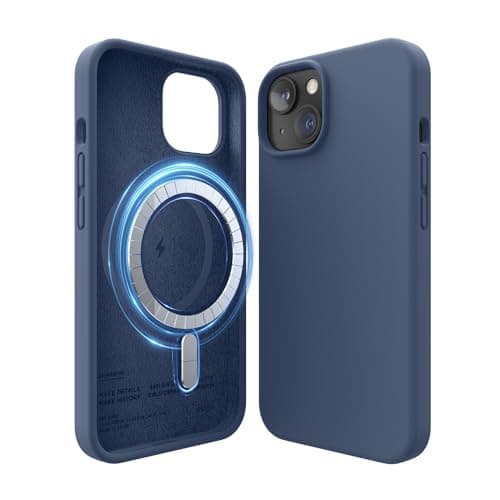 Image of elago Magnetic Silicone Case Compatible with iPhone 14 Case (6.1"), Compatible with MagSafe All Accessories, Built-in Magnets, Premium Liquid Silicone, Protective Cover (Jean Indigo)