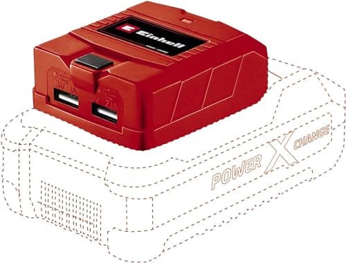Image of Einhell Cordless USB Charger Power X-Change, Power Bank Adaptor With 2 x USB Ports For Charging Mobile Phones, Tablets or Mp3, Without Battery TE-CP 18 Li Solo PXC Battery Adaptor