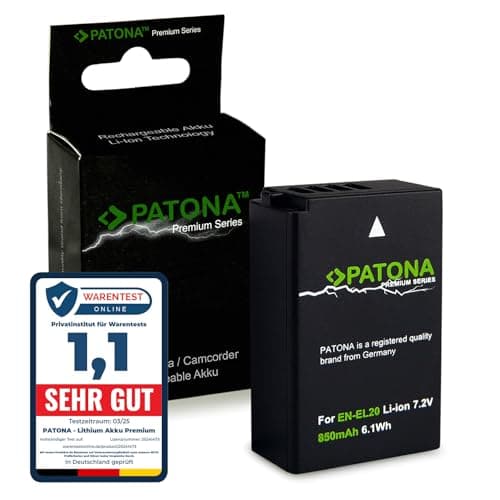 Image of PATONA Premium EN-EL20a EN-EL20 Camera Battery (genuine 850mAh) Compatible with Nikon 1 AW1 J1 J2 J3 S1 V3 COOLPIX A P950 P1000 - Blackmagic Pocket Cinema