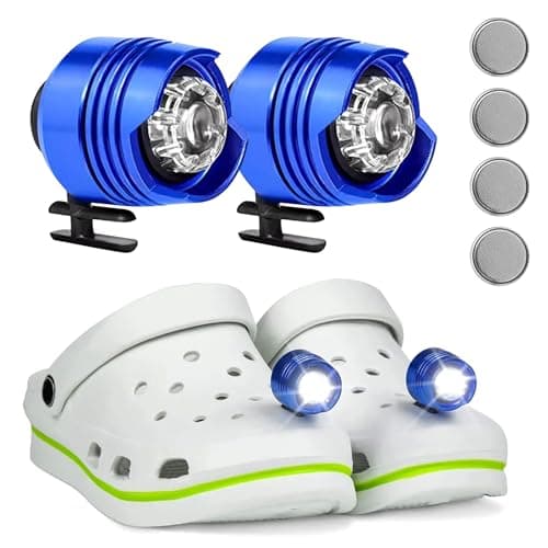Image of 2 Pcs Croc Lights, Rechargeable Shoe Lights with 3 Light Modes LED Flashlight, IPX5 Waterproof Shoes Lights for Dog Walking, Holiday&Birthday Gifts for Adults Kid (Blue)