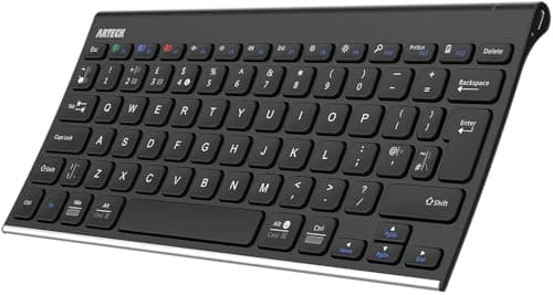Image of Arteck Bluetooth Keyboard, Stainless Steel Universal Portable Multi-Device Wireless Bluetooth Keyboard for iOS, Android, Windows iPad Tablet PC Smartphone