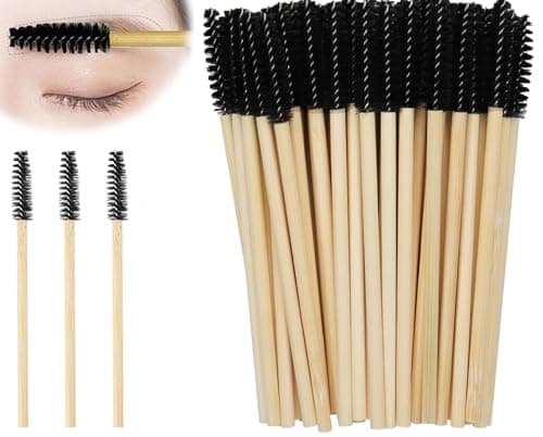 Image of 50 Pcs Mascara Wands, Spoolies, Disposable Lash Mascara Wands, Lash Brushes, Bamboo Eyelash Spoolies Eyebrow Brush, Eyelashes Extension Brush Applicator Mascaras Wand Cosmetic Makeup Tools