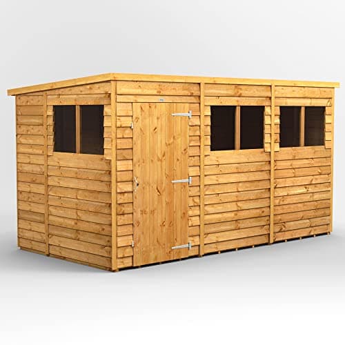 Image of Powersheds High Grade Premium Pent Overlap Wooden Shed with Security Features, Door & Window Flexibility, made from Extra Thick Timber