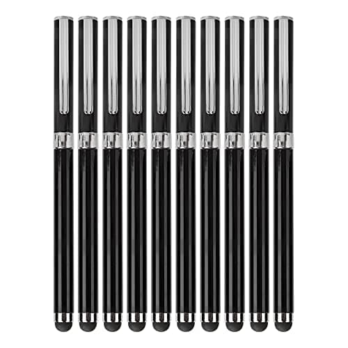 Image of 10Pcs Stylus 2 - in - 1 Capacitive Touch Screen Metal Ballpoint Pens, Dual Function Stylus Pen with Writing Tip, Compatible with All Capacitive Devices for Drawing Note - (Black)