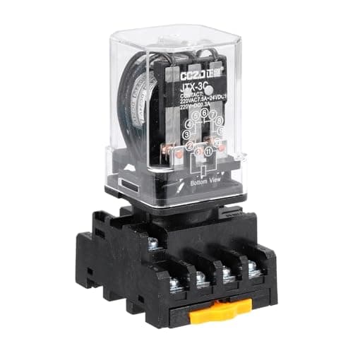 Image of sourcing map DPDT Electromagnetic Power Relay, DC 24V Coil 10A 11 Pin MK2P-I Small Relay with Plug-in Terminal Socket Base 3NC 3NO JTX-3C