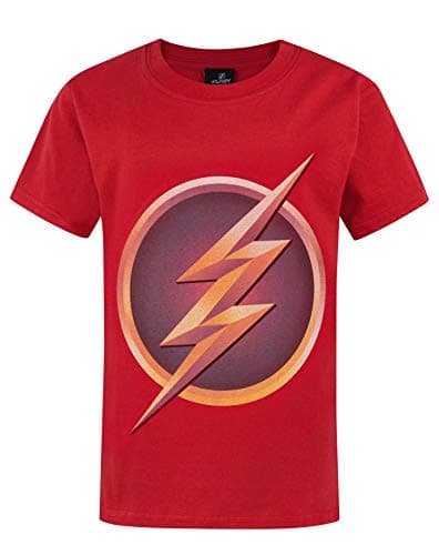 Image of DC Comics T-Shirt for Kids Flash TV Logo Top Boys and Girls 7-8 Years Red