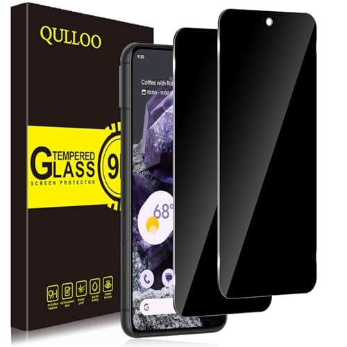 Image of QULLOO Privacy Screen Protector for Google Pixel 8, 2 Pack Anti-Spy Private Tempered Glass, 9H Hardness Anti-Scratch Anti-Peeping Protective Glass Film