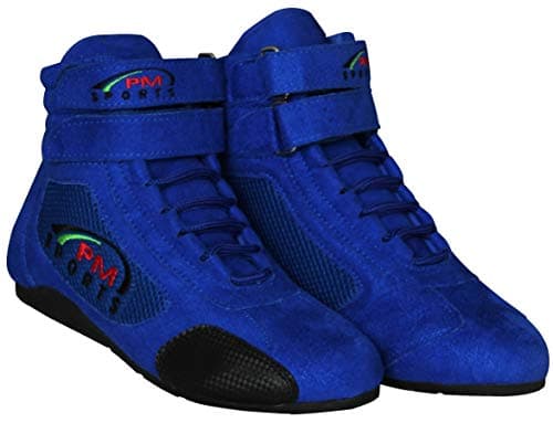 Image of PM Sports Blue Adult Karting Boots Race Rally Track Boots with Suede & Mesh Racewear (Blue, UK 7)