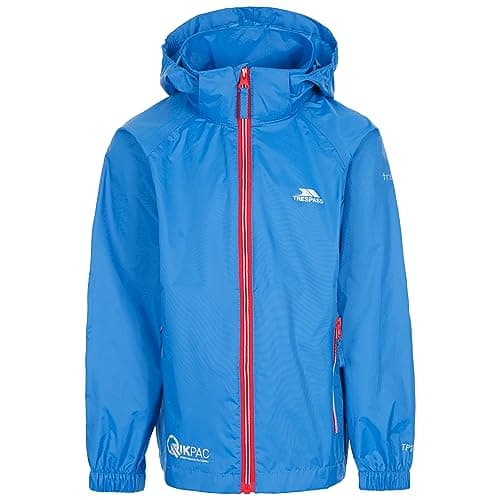 Image of Trespass Kids Waterproof Jacket Qikpac X - Wind Resistant Lightweight Breathable Rain Coat, Boys Girls Foldable Packaway Jacket, Children's Unisex Shell Jacket for School Walking Travelling