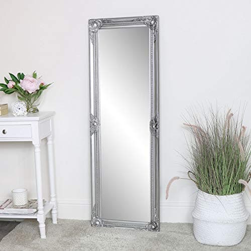 Image of Melody Maison Tall Silver Ornate Bevelled Mirror 47cm x 142cm