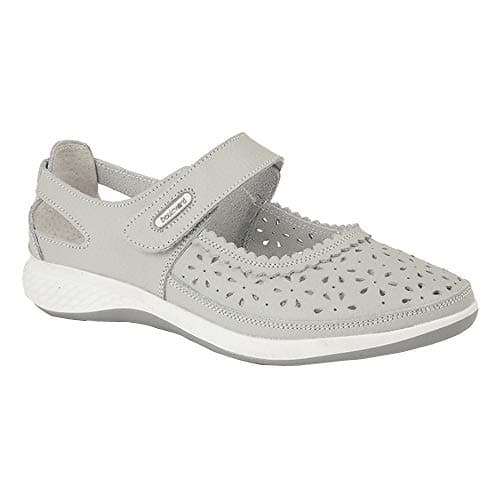 Image of Boulevard Window Back Punched Bar Shoes Womens Leather Light Grey 9 UK
