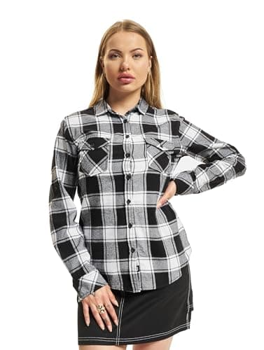 Image of Brandit Women Amy Flannel Shirt Long S, color: white/blac, size: S