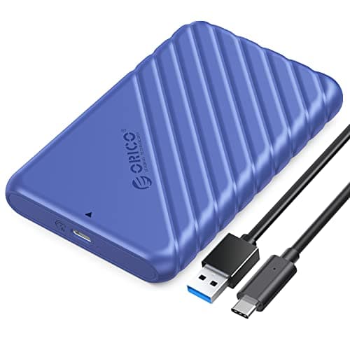 Image of ORICO 2.5 inch USB C Hard Drive Enclosure USB 3.1 Gen 1 to SATA III External Hard Drive Case for SSD HDD 9.5 7mm Tool-free with UASP, Blue (25PW1-C3)